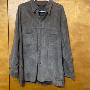 Joey Richi Brown Leather Suede Shirt Jacket. 3XL
